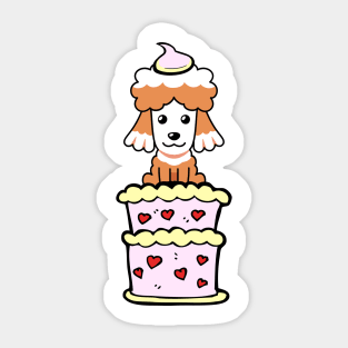 Brown dog Jumping out of a cake Sticker